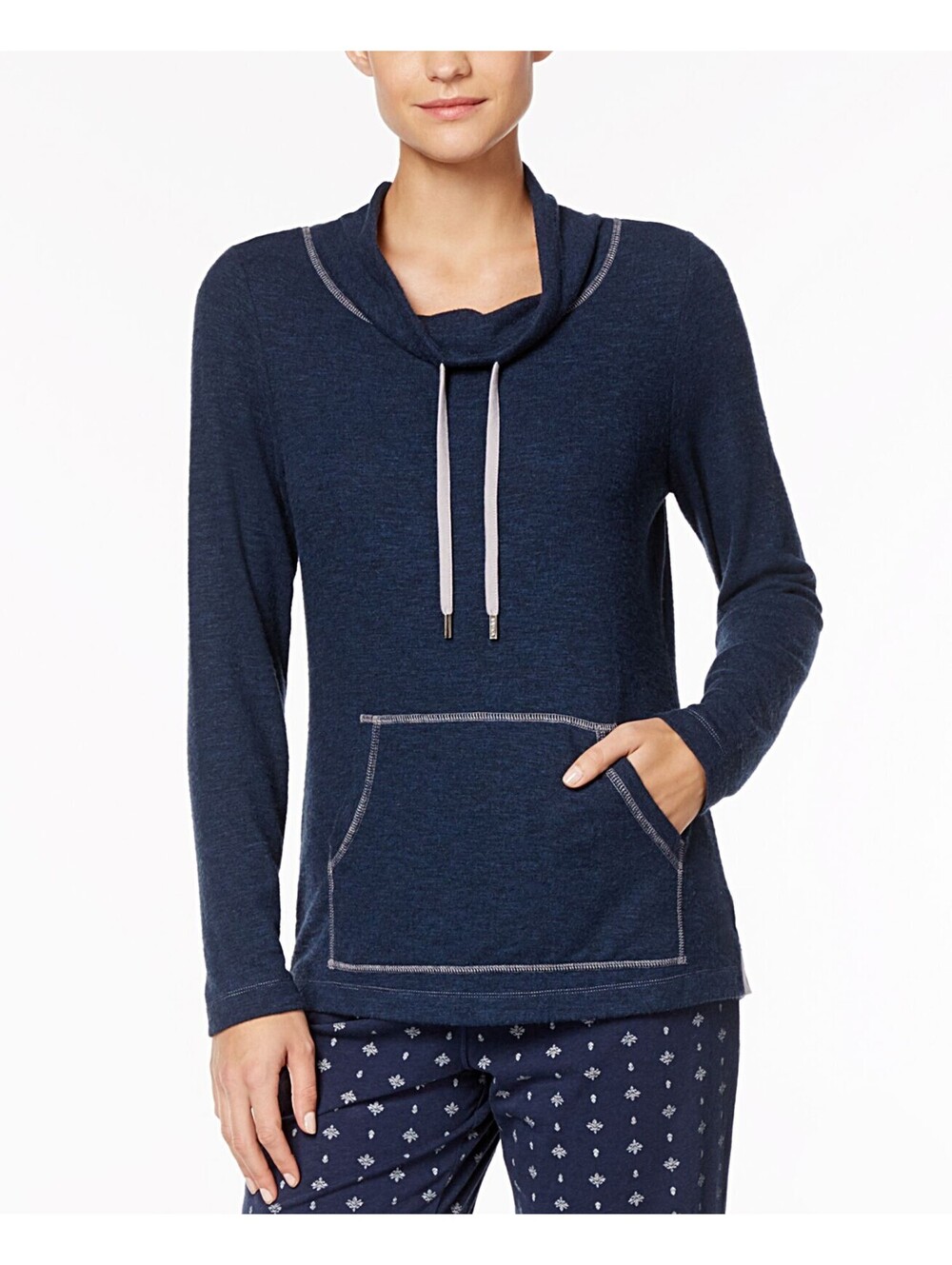 Nautica Womens Contrast-Trim Cowl-Neckline Pajama Top Size XL